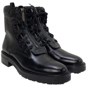 Saint Laurent Black Leather Combat Boots